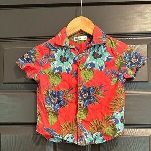 Epic Threads Red Tropical Floral Button-Down Shirt